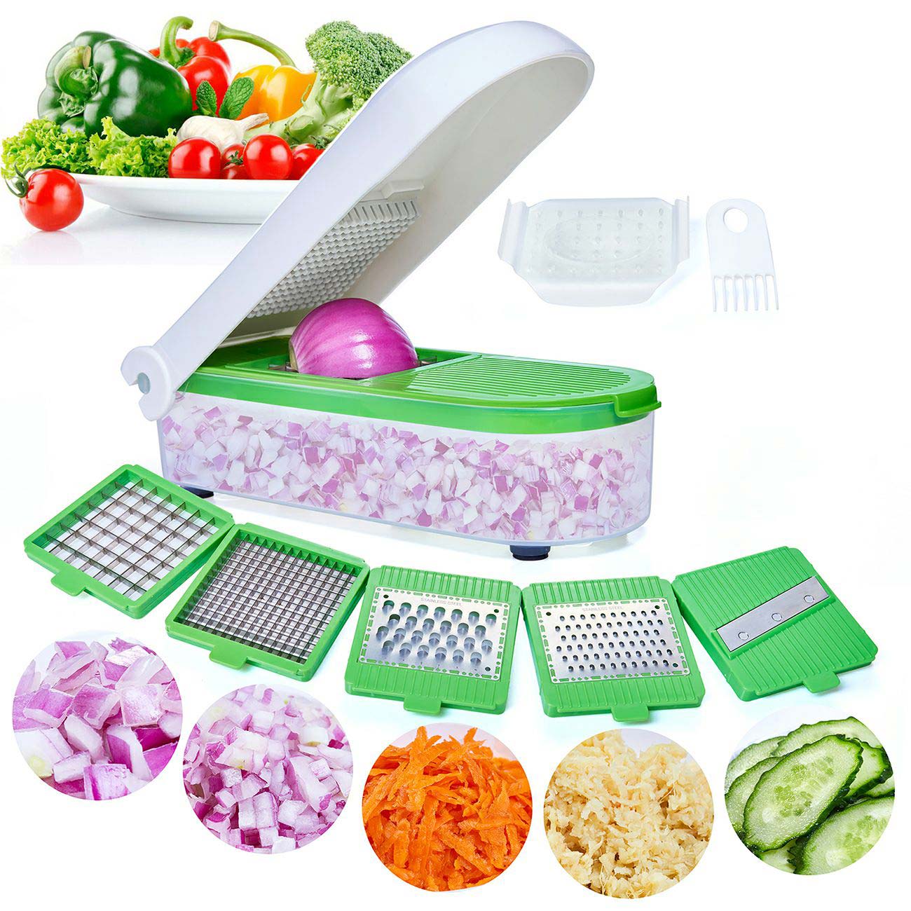 Plastic White 5 In 1 Chopper Nicer Dicer Slicer Vegetable, For Kitchen